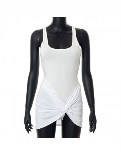 Replica Trendy White Sleeveless Bodysuits Sets For Women Sleeveless U Neck #796858 $19.88 USD for Wholesale