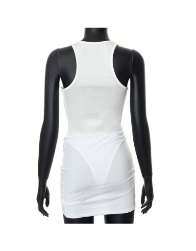 Replica Trendy White Sleeveless Bodysuits Sets For Women Sleeveless U Neck #796858 $19.88 USD for Wholesale