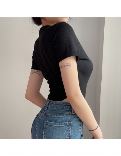 Replica Sexy Women Hollow Out V Neck Black Bodysuits Short Sleeve V Neck #796862 $14.53 USD for Wholesale