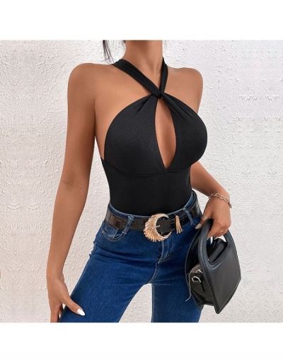 Replica Hollow Out  Sleeveless Black Bodysuits For Women Sleeveless #796873 $18.40 USD for Wholesale