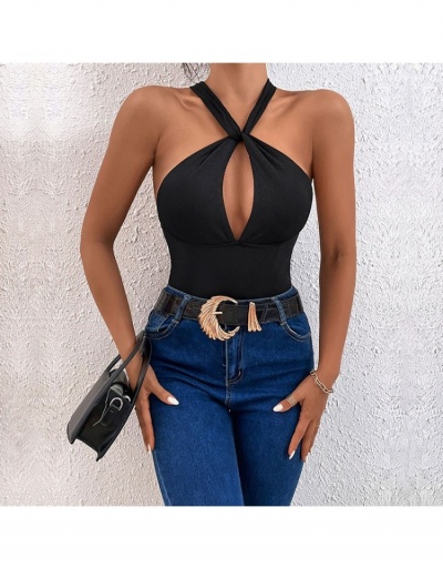 Replica Hollow Out  Sleeveless Black Bodysuits For Women Sleeveless #796873 $18.40 USD for Wholesale