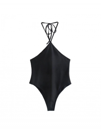 Replica Stylish Black Halter Backless Bodysuits For Women Sleeveless Halter #796880 $20.28 USD for Wholesale