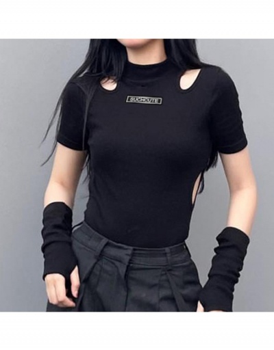 Designer Black Cut Out Fitted Bodysuits Short Sleeve O Neck #796894 $23.28 USD, Wholesale Fashion Bodysuits