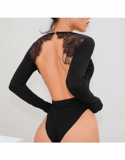 Replica Sexy Backless Long Sleeve Black Bodysuits For Women Long Sleeve Crew Neck #796895 $10.14 USD for Wholesale