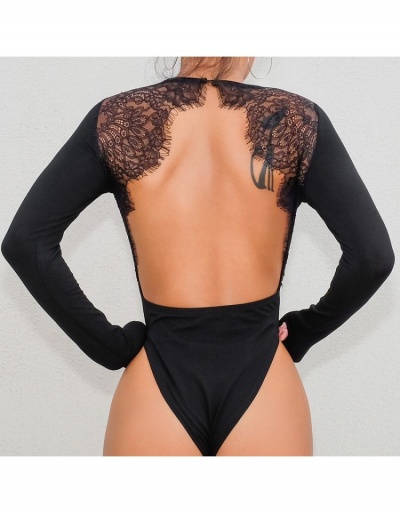 Replica Sexy Backless Long Sleeve Black Bodysuits For Women Long Sleeve Crew Neck #796895 $10.14 USD for Wholesale