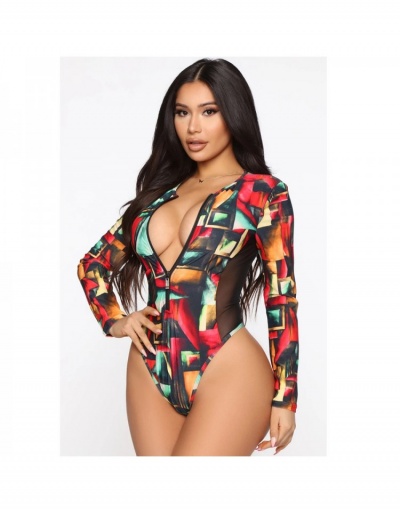 Replica  Sexy Printing Long Sleeve Bodysuit Long Sleeve #796898 $21.90 USD for Wholesale