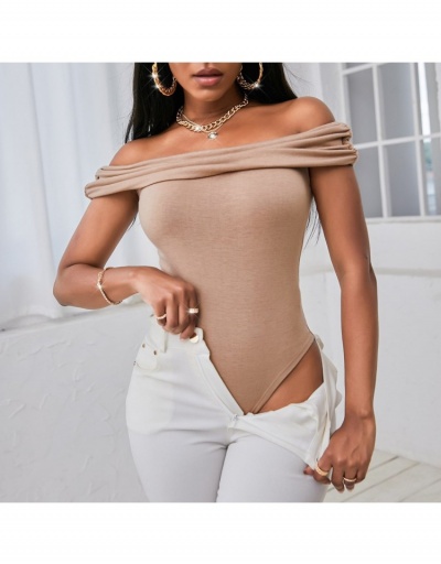 Replica Off The Shoulder Solid Bodysuits For Women Short Sleeve Boat Neck #796903 $17.61 USD for Wholesale