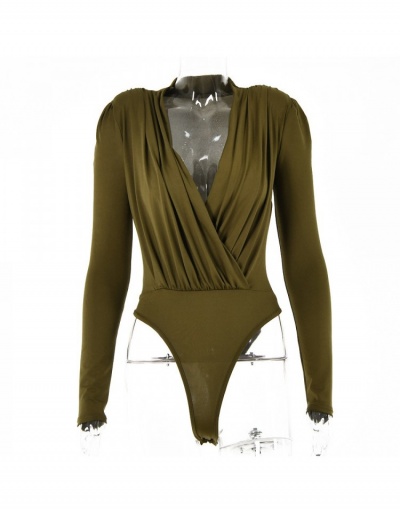 Versatile Pure Color V Neck Long Sleeve Bodysuits Long Sleeve V Neck #796904 $24.25 USD, Wholesale Fashion Bodysuits