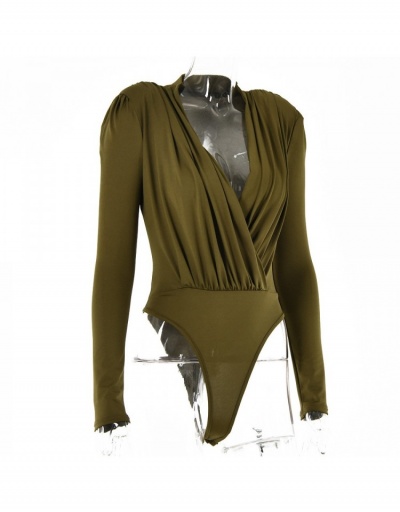 Replica Versatile Pure Color V Neck Long Sleeve Bodysuits Long Sleeve V Neck #796904 $24.25 USD for Wholesale