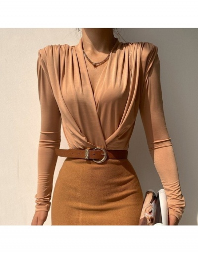 Replica Versatile Pure Color V Neck Long Sleeve Bodysuits Long Sleeve V Neck #796904 $24.25 USD for Wholesale