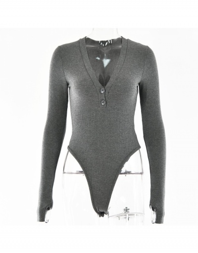 Replica Casual Cotton Pure Color V Neck Long Sleeve Bodysuits Long Sleeve V Neck #796909 $23.60 USD for Wholesale