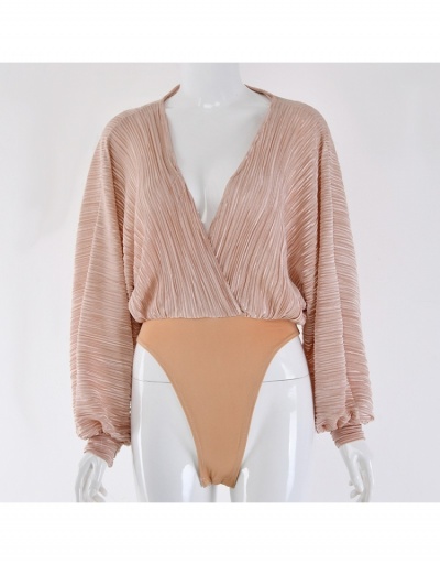 Replica Trendy Chiffon Patch V Neck Long Sleeve Bodysuits For Women Long Sleeve V Neck #796910 $21.97 USD for Wholesale