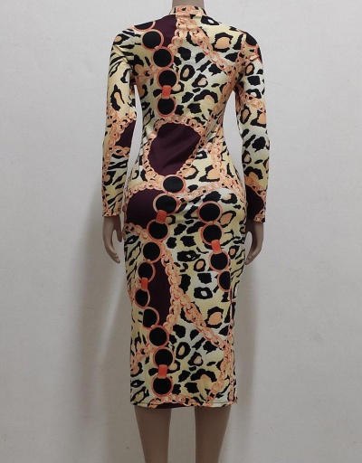 Replica O Neck Leopard Long Sleeve Casual Maxi Dress  Long Sleeve O Neck #796912 $30.83 USD for Wholesale