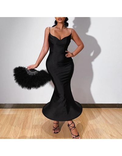 Seductive Black Camisole Party Wear Dress Sleeveless V Neck #796918 $27.56 USD, Wholesale Fashion Maxi Dresses