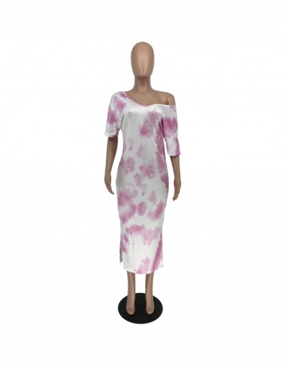 Replica Fashion Tie Dyed Half Sleeve Maxi Dress Half Sleeve V Neck #796921 $22.23 USD for Wholesale