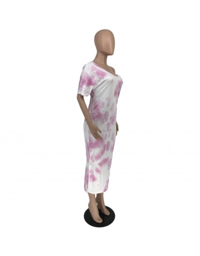 Replica Fashion Tie Dyed Half Sleeve Maxi Dress Half Sleeve V Neck #796921 $22.23 USD for Wholesale