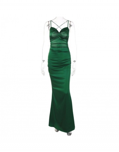 Replica Sexy Green Spaghetti Straps Backless Maxi Dress Sleeveless Sweetheart Neck #796932 $32.63 USD for Wholesale