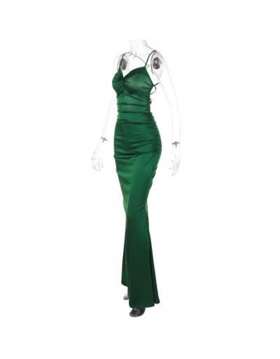 Replica Sexy Green Spaghetti Straps Backless Maxi Dress Sleeveless Sweetheart Neck #796932 $32.63 USD for Wholesale