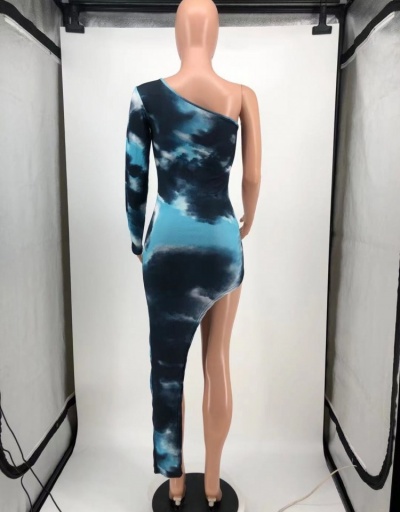 Replica One Shoulder Long Sleeve Tie Dye Maxi Dress Long Sleeve Inclined Shoulder #796937 $26.89 USD for Wholesale