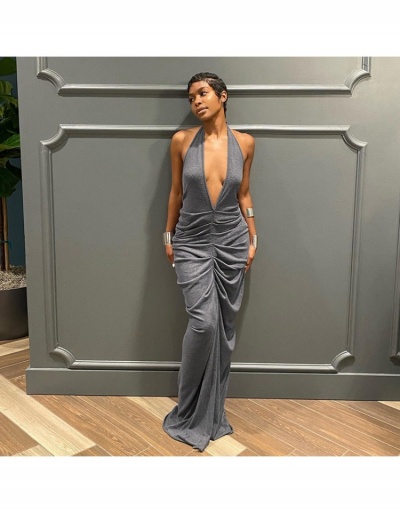 Ladies Casual Solid Backless Halter Maxi Dress Sleeveless Halter #796939 $24.18 USD, Wholesale Fashion Maxi Dresses