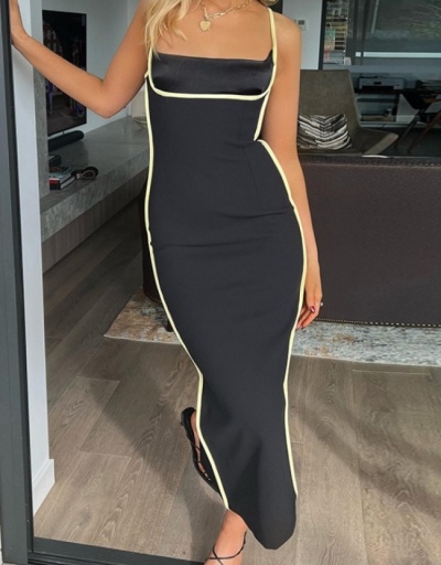 Ladies Black Spaghetti Straps  Long Sleeveless Maxi Dress Sleeveless Boat Neck #796941 $21.17 USD, Wholesale Fashion Maxi Dresses