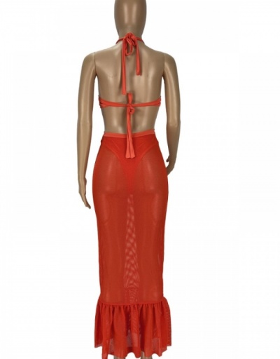 Replica Sexy Solid Hollow Out Halter Ruffle Maxi Dress Sleeveless Halter #796950 $44.91 USD for Wholesale