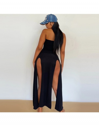 Replica  Hot Drilling Black Slit Strapless Maxi Dresses Sleeveless Boat Neck #796964 $20.41 USD for Wholesale