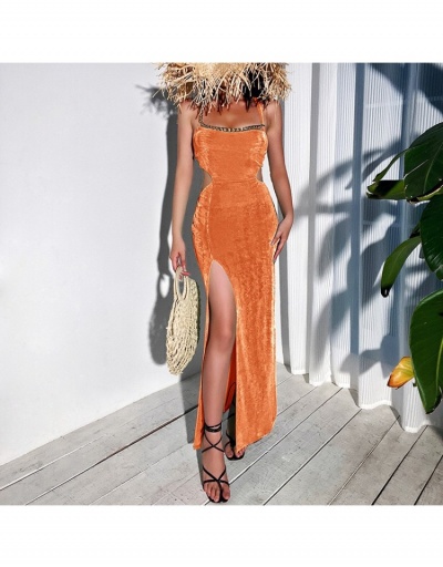 Replica Ladies Slit Solid Cut Out Backless Sleeveless Party Dress Sleeveless Boat Neck #796973 $38.87 USD for Wholesale