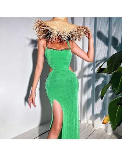 Replica Ladies Slit Solid Cut Out Backless Sleeveless Party Dress Sleeveless Boat Neck #796973 $38.87 USD for Wholesale