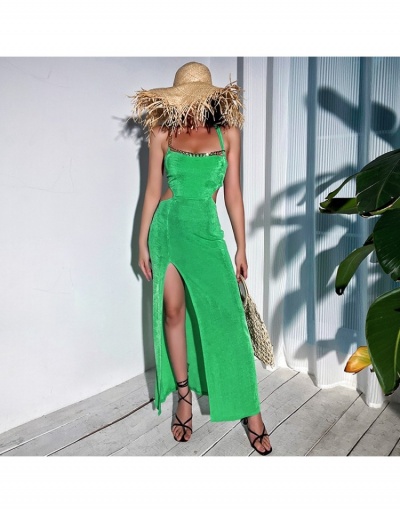 Replica Ladies Slit Solid Cut Out Backless Sleeveless Party Dress Sleeveless Boat Neck #796973 $38.87 USD for Wholesale