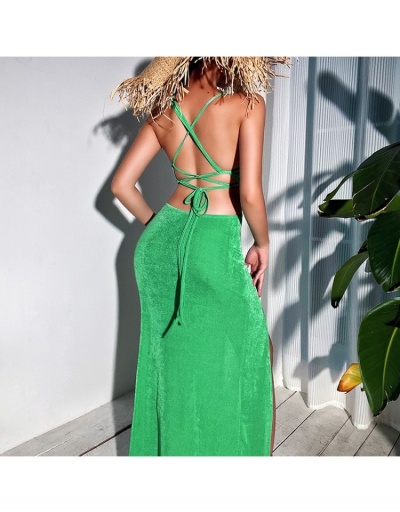 Replica Ladies Slit Solid Cut Out Backless Sleeveless Party Dress Sleeveless Boat Neck #796973 $38.87 USD for Wholesale