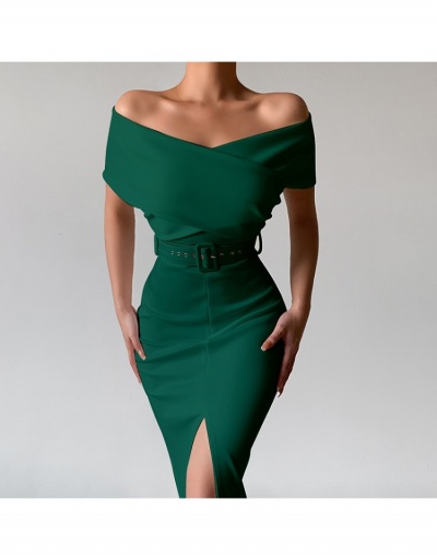  Summer Elegant Off Shoulder Slit Bodycon Dress Short Sleeve Boat Neck #796976 $32.48 USD, Wholesale Fashion Maxi Dresses