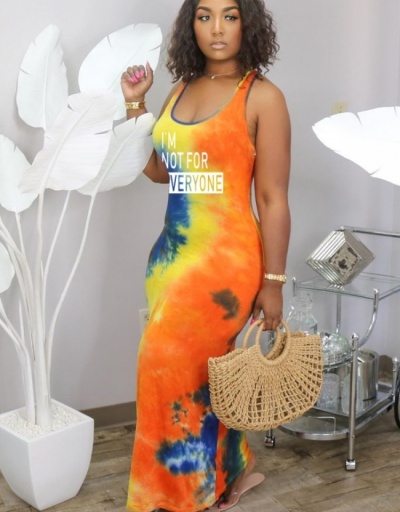  Tie Dyed Letter Printing Sleeveless Maxi Dress Sleeveless Scoop Neck #796979 $26.33 USD, Wholesale Fashion Maxi Dresses