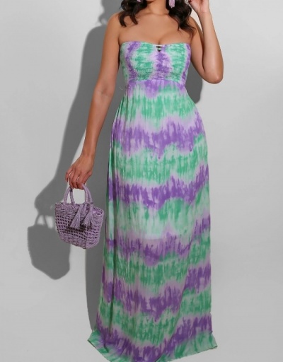 Sexy Tie Dye Backless Strapless Women's Long Dress Sleeveless Boat Neck #796980 $29.12 USD, Wholesale Fashion Maxi Dresses