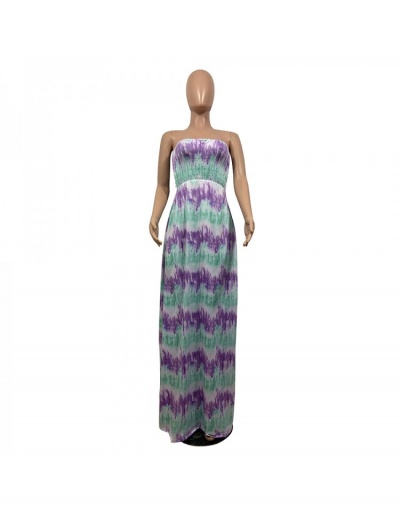 Replica Sexy Tie Dye Backless Strapless Women's Long Dress Sleeveless Boat Neck #796980 $29.12 USD for Wholesale