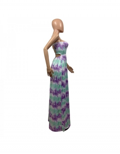 Replica Sexy Tie Dye Backless Strapless Women's Long Dress Sleeveless Boat Neck #796980 $29.12 USD for Wholesale