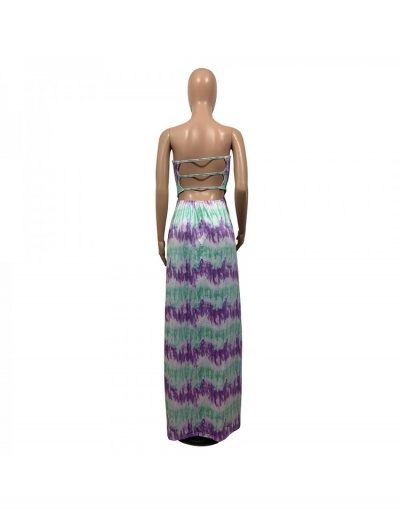 Replica Sexy Tie Dye Backless Strapless Women's Long Dress Sleeveless Boat Neck #796980 $29.12 USD for Wholesale