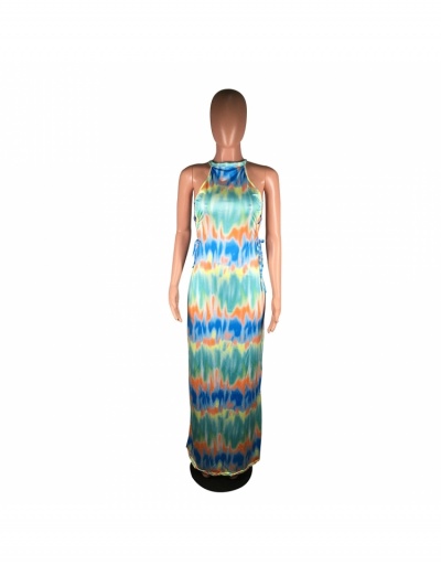 Replica Fashion Color Tie-Dye Bandage Women's Maxi Dress Sleeveless Halter #796984 $29.12 USD for Wholesale