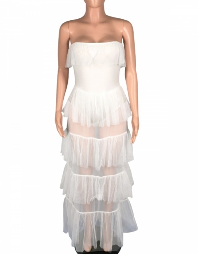 Replica  Women's White See Through Gauze Long Dress Sleeveless Boat Neck #796985 $29.84 USD for Wholesale