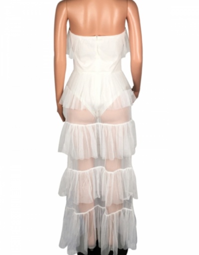 Replica  Women's White See Through Gauze Long Dress Sleeveless Boat Neck #796985 $29.84 USD for Wholesale