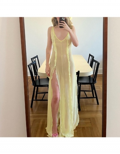  Sexy Style Stringy Selvedge Split Hem Pure Color Dress Sleeveless V Neck #796986 $26.47 USD, Wholesale Fashion Maxi Dresses