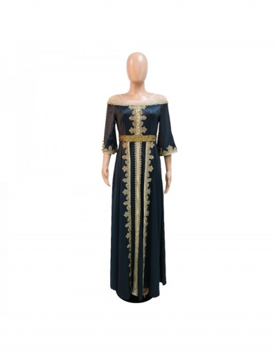 Replica Elegant Evening Hot Drilling Patchwork Maxi Dress Half Sleeve Crew Neck #796989 $102.90 USD for Wholesale