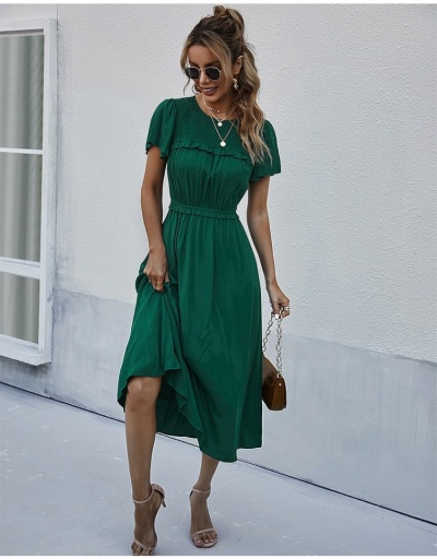 Replica  Casual Pure Color Crew Neck Women's Midi Dress Short Sleeve Crew Neck #796991 $31.02 USD for Wholesale