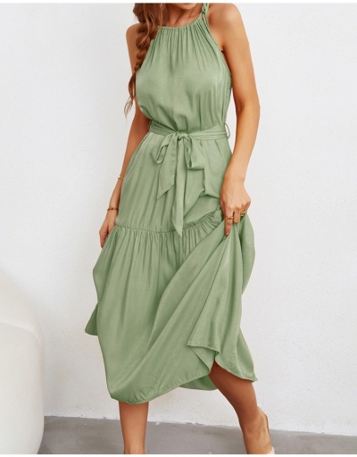 Replica  Summer Pure Color Ruched Sleeveless Maxi Dress Sleeveless Crew Neck #796994 $29.12 USD for Wholesale