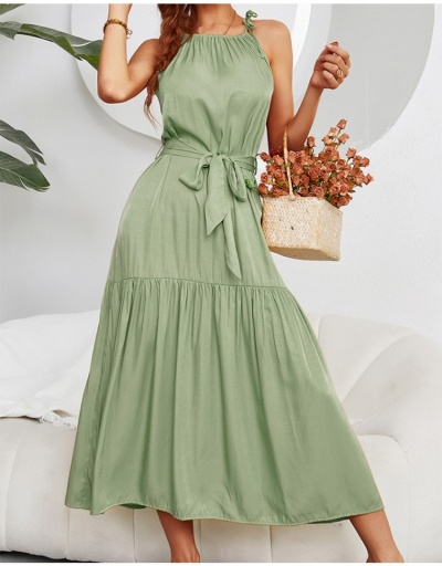 Replica  Summer Pure Color Ruched Sleeveless Maxi Dress Sleeveless Crew Neck #796994 $29.12 USD for Wholesale