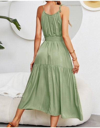 Replica  Summer Pure Color Ruched Sleeveless Maxi Dress Sleeveless Crew Neck #796994 $29.12 USD for Wholesale