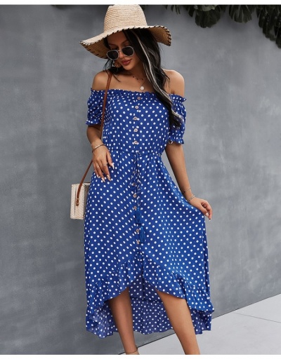  Summer Polka Dots Off Shoulder Puff Sleeve Dress Short Sleeve Boat Neck #796995 $32.16 USD, Wholesale Fashion Maxi Dresses