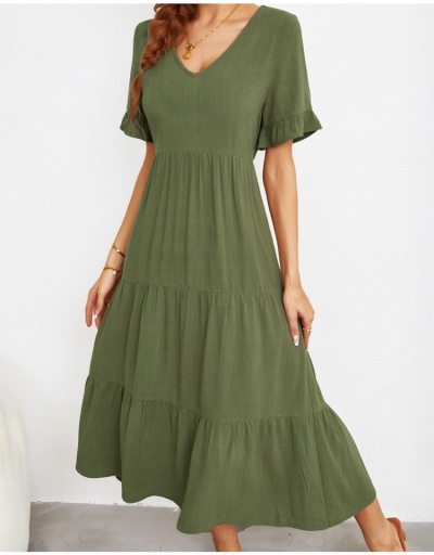  Summer Solid Color V-Neck Short Sleeve Dress Short Sleeve V Neck #796996 $33.80 USD, Wholesale Fashion Maxi Dresses