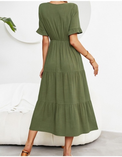 Replica  Summer Solid Color V-Neck Short Sleeve Dress Short Sleeve V Neck #796996 $33.80 USD for Wholesale