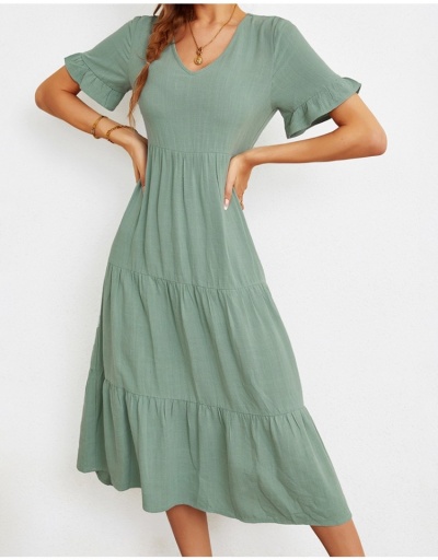 Replica  Summer Solid Color V-Neck Short Sleeve Dress Short Sleeve V Neck #796996 $33.80 USD for Wholesale